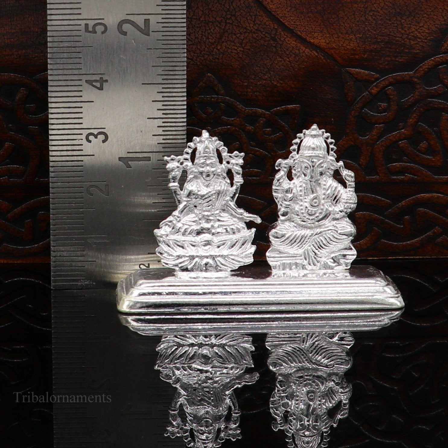 Solid Sterling silver handmade customized Hindu idols Laxmi and Ganesha statue, puja article figurine, home décor puja Articles india art47 - TRIBAL ORNAMENTS