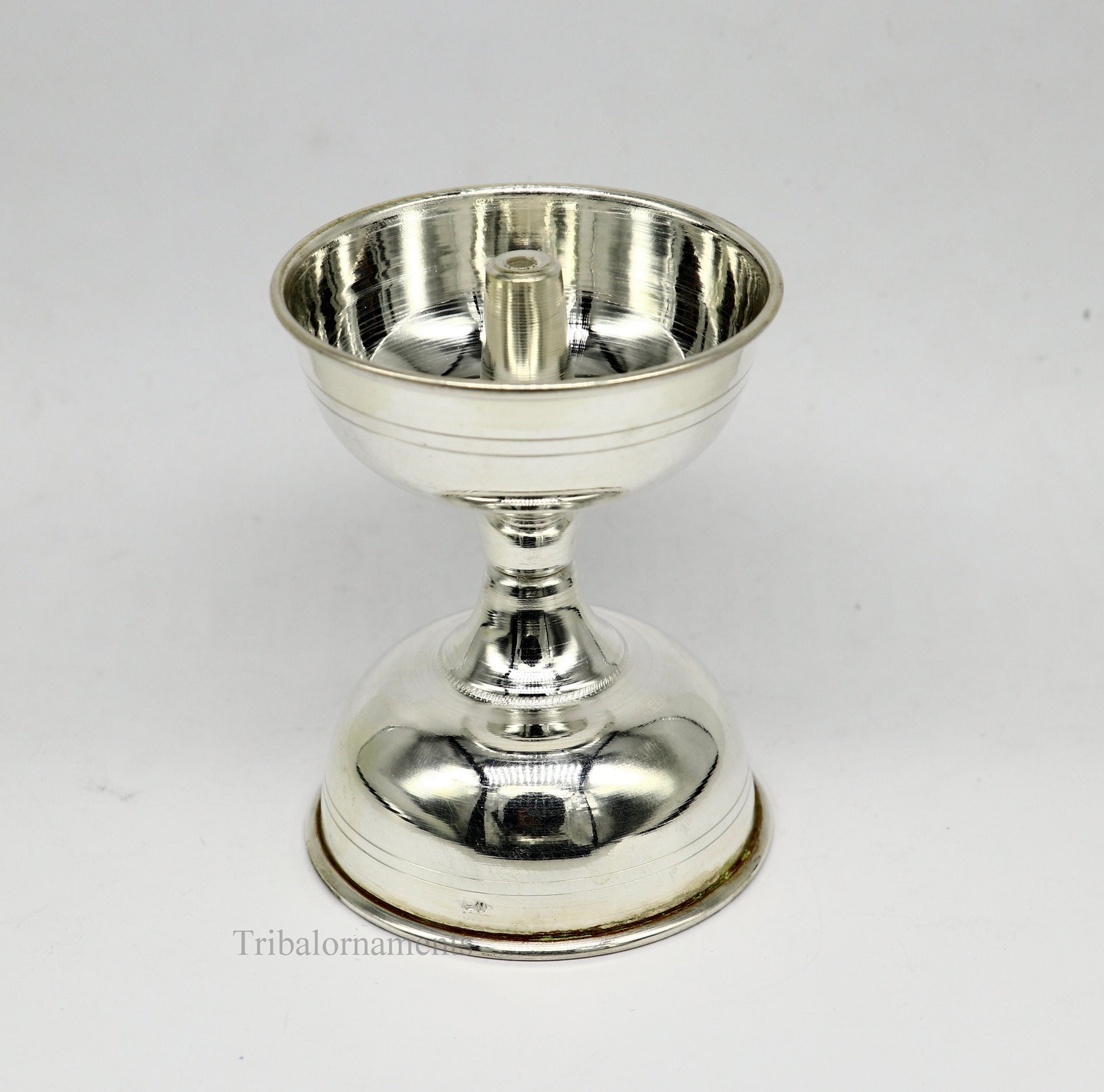 solid sterling silver handmade elegant oil lamp, silver home temple utensils, silver diya, deepak, silver utensil, silver puja article su405 - TRIBAL ORNAMENTS