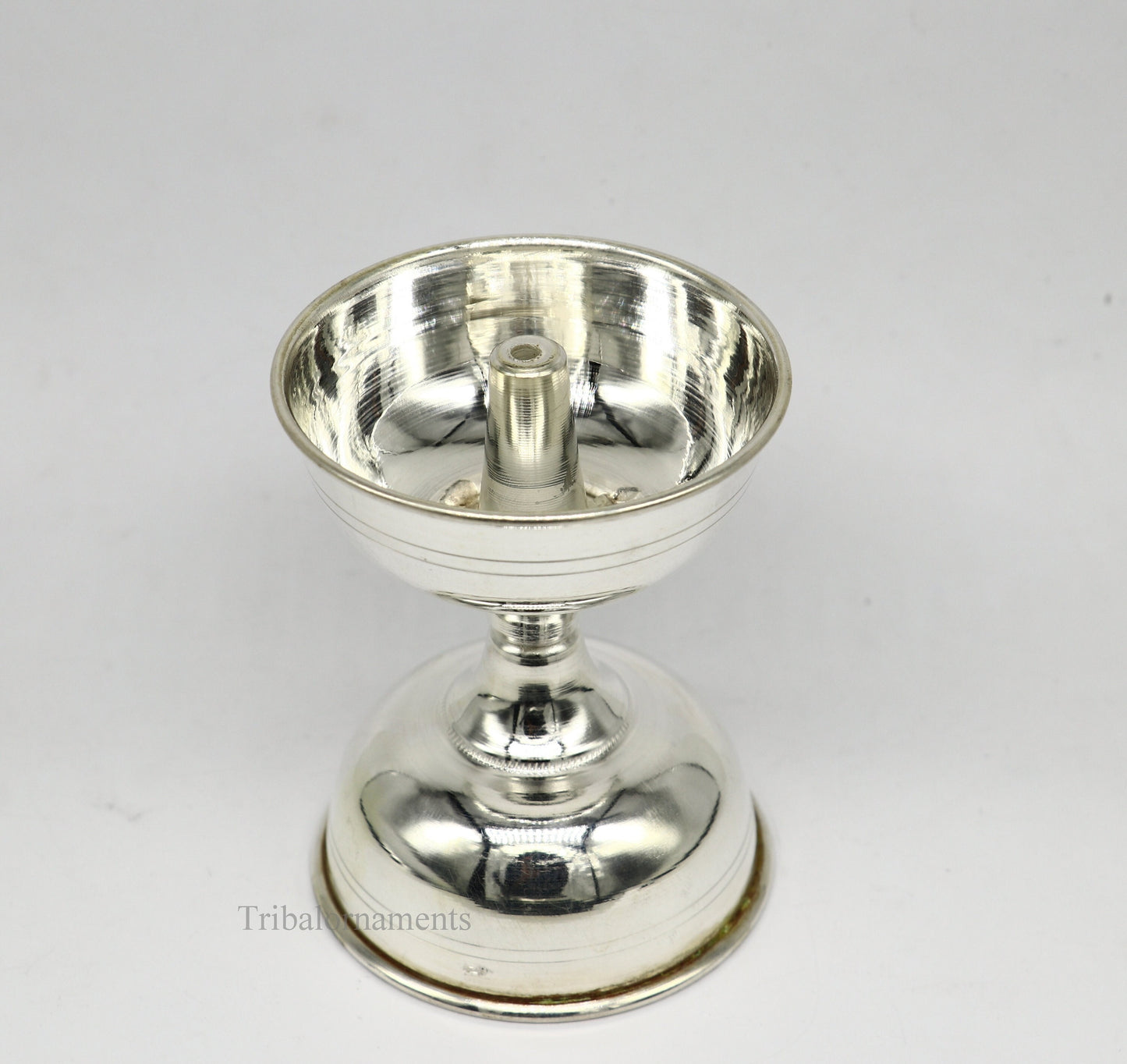solid sterling silver handmade elegant oil lamp, silver home temple utensils, silver diya, deepak, silver utensil, silver puja article su405 - TRIBAL ORNAMENTS