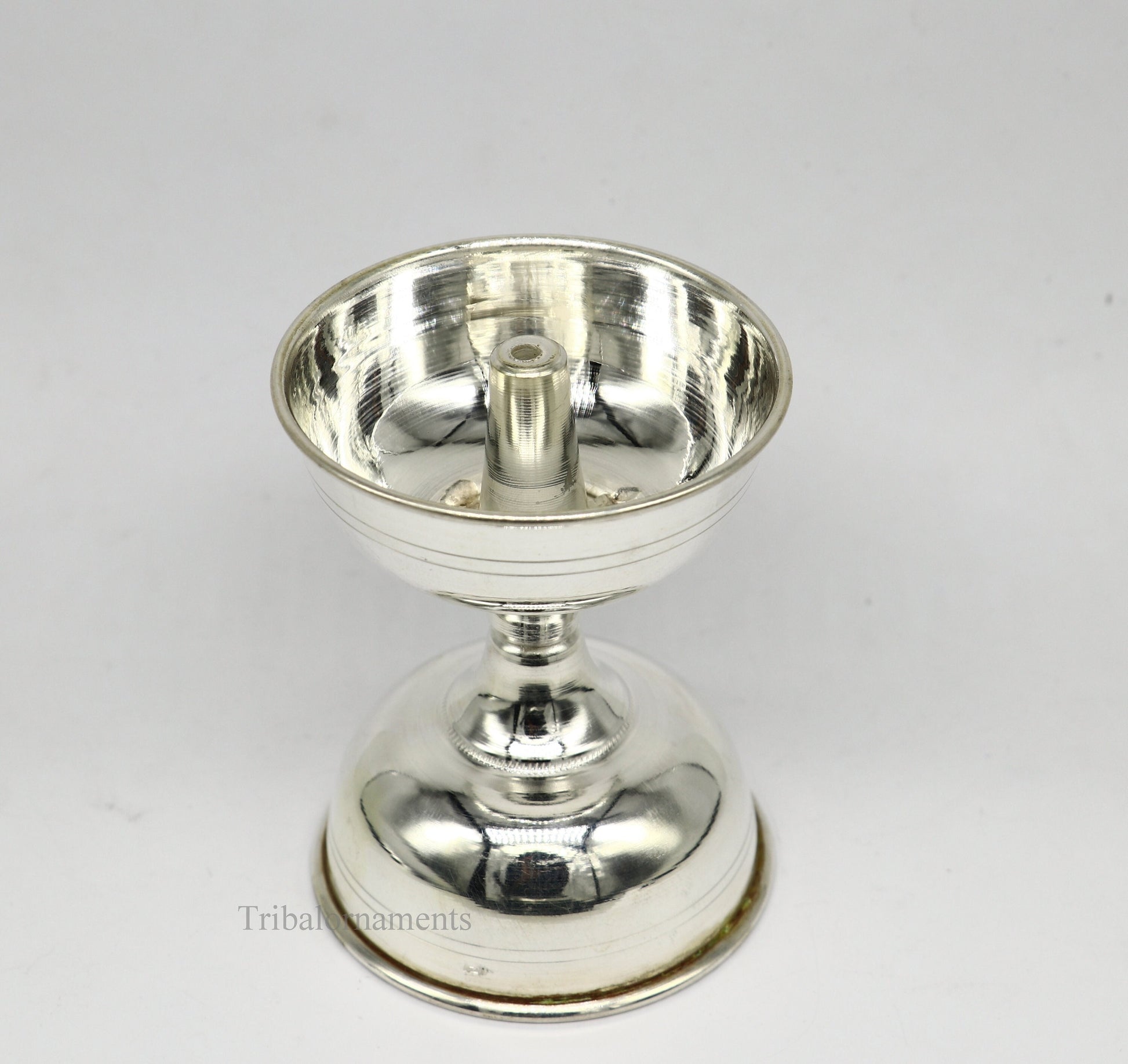 solid sterling silver handmade elegant oil lamp, silver home temple utensils, silver diya, deepak, silver utensil, silver puja article su405 - TRIBAL ORNAMENTS