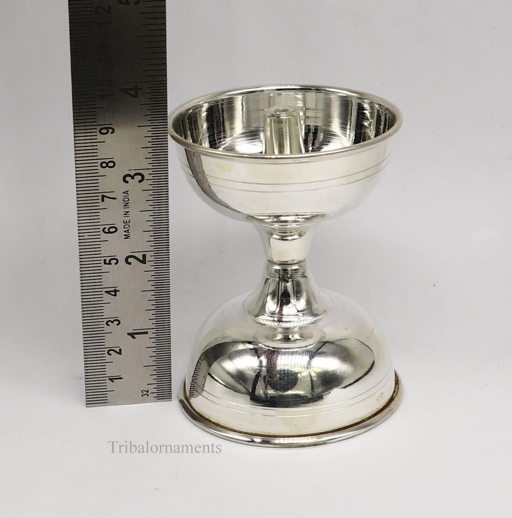 solid sterling silver handmade elegant oil lamp, silver home temple utensils, silver diya, deepak, silver utensil, silver puja article su405 - TRIBAL ORNAMENTS