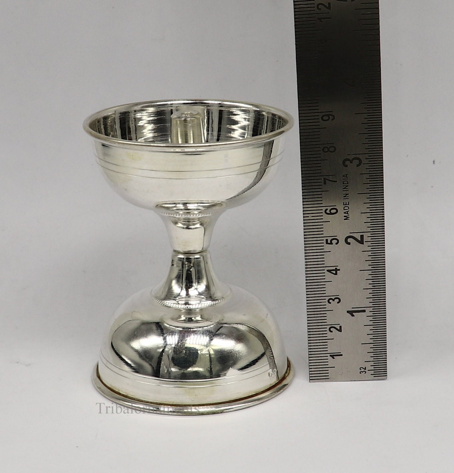 solid sterling silver handmade elegant oil lamp, silver home temple utensils, silver diya, deepak, silver utensil, silver puja article su405 - TRIBAL ORNAMENTS