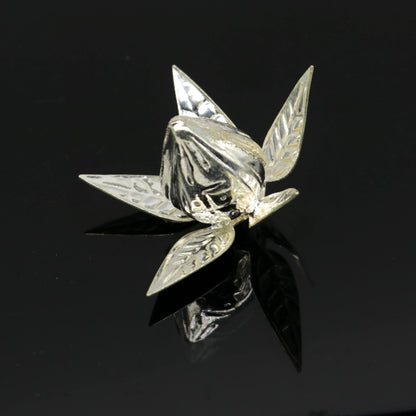 Solid sterling silver handmade gorgeous coconut with betel leaf, excellent silver utensils, silver article puja accessories art temple art67 - TRIBAL ORNAMENTS