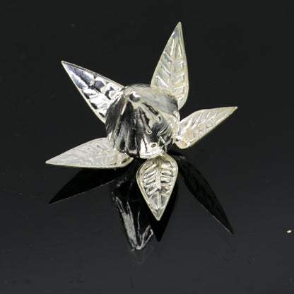 Solid sterling silver handmade gorgeous coconut with betel leaf, excellent silver utensils, silver article puja accessories art temple art67 - TRIBAL ORNAMENTS