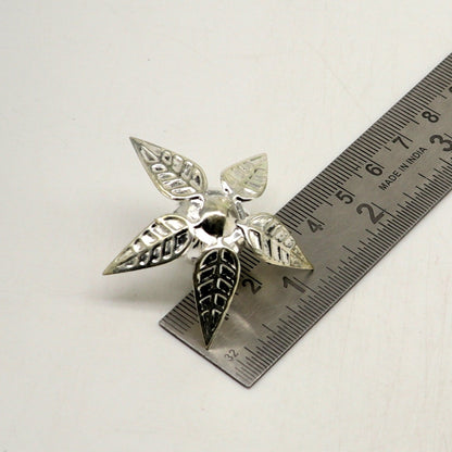 Solid sterling silver handmade gorgeous coconut with betel leaf, excellent silver utensils, silver article puja accessories art temple art67 - TRIBAL ORNAMENTS