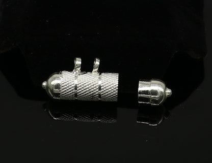 Solid sterling silver handmade gorgeous round shape handmade amulet box pendant, mantra box, silver tabiz , kavacham tribal jewelry ssp682 - TRIBAL ORNAMENTS