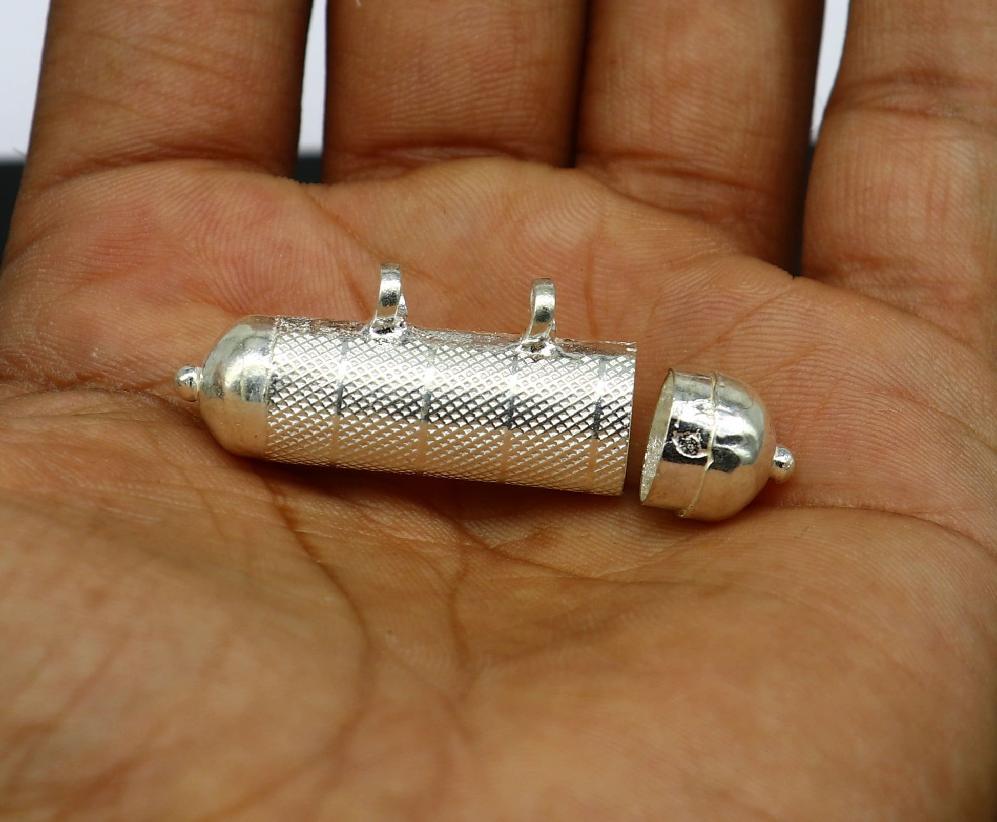 Solid sterling silver handmade gorgeous round shape handmade amulet box pendant, mantra box, silver tabiz/ mascot , kavacham jewelry ssp666 - TRIBAL ORNAMENTS