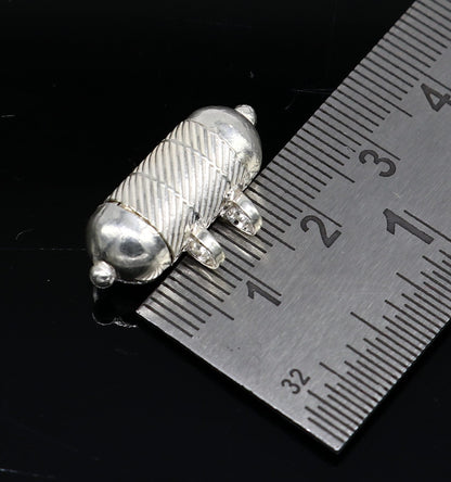 Solid sterling silver handmade gorgeous round shape vintage amulet box pendant, mantra box, silver tabiz , kavacham tribal jewelry ssp681 - TRIBAL ORNAMENTS