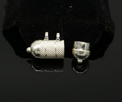 Solid sterling silver handmade gorgeous round shape vintage amulet box pendant, mantra box, silver tabiz , kavacham tribal jewelry ssp681 - TRIBAL ORNAMENTS