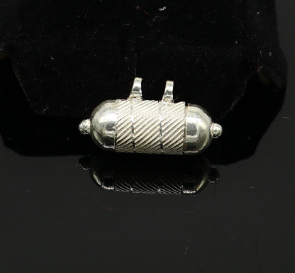 Solid sterling silver handmade gorgeous round shape vintage amulet box pendant, mantra box, silver tabiz , kavacham tribal jewelry ssp681 - TRIBAL ORNAMENTS
