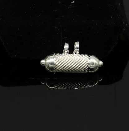 Solid sterling silver handmade gorgeous round shape vintage amulet box pendant, mantra box, silver tabiz , kavacham tribal jewelry ssp684 - TRIBAL ORNAMENTS
