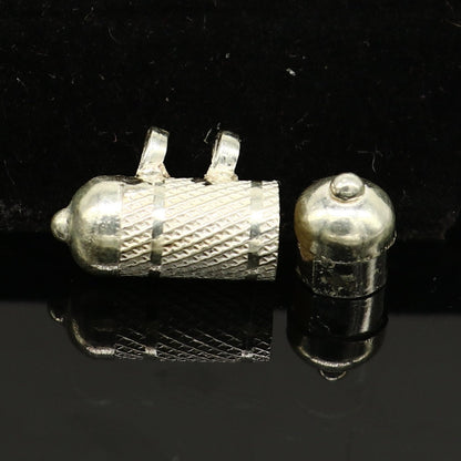 Solid sterling silver handmade gorgeous round shape vintage amulet box pendant, mantra box, silver tabiz , kavacham tribal jewelry ssp687 - TRIBAL ORNAMENTS