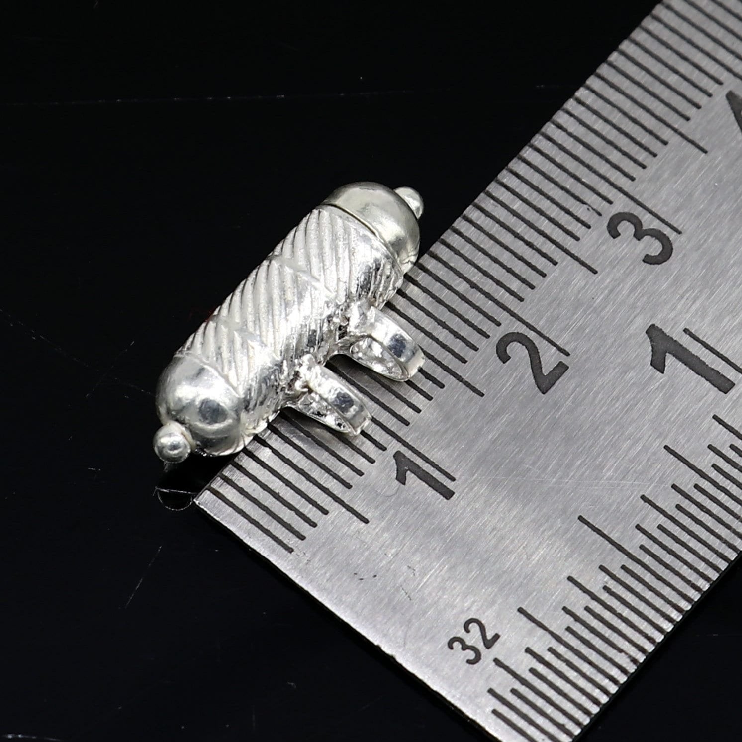 Sterling silver handmade round vintage amulet box pendant with tribal tribal ornament design, perfect as a mantra or kavacham jewelry piece.