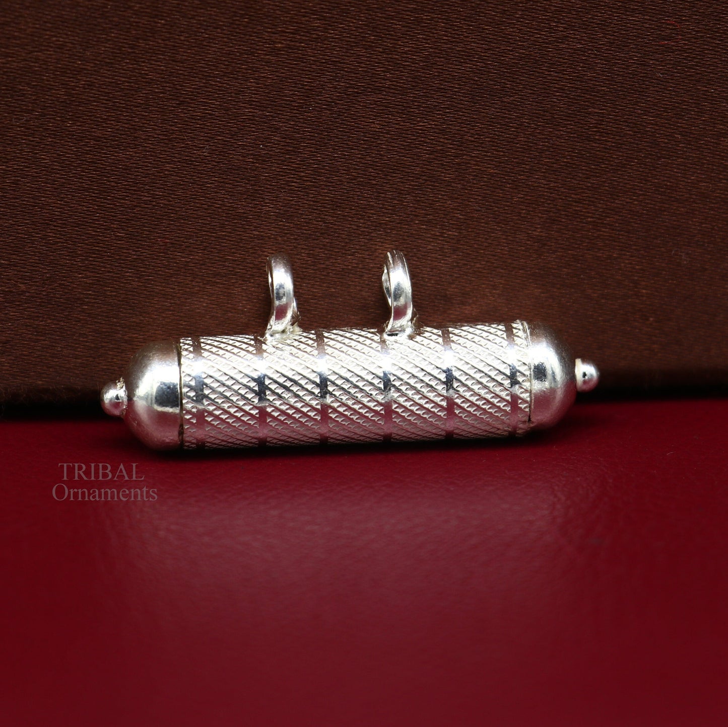 Solid sterling silver round amulet box pendant featuring intricate design, mantra box, tribal ornament jewelry, handmade kavacham.