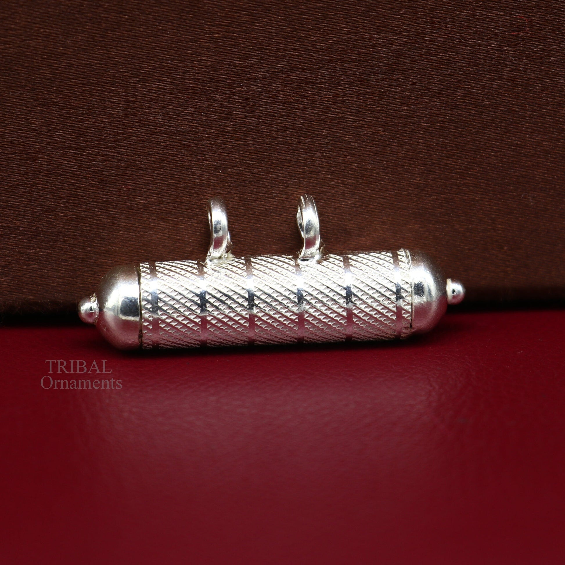 Solid sterling silver round amulet box pendant featuring intricate design, mantra box, tribal ornament jewelry, handmade kavacham.