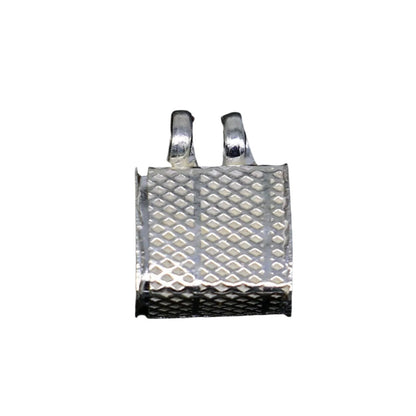 Solid sterling silver square amulet box pendant with engraved design, handcrafted by TRIBAL ORNAMENTS, for spiritual protection.