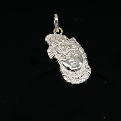 Solid sterling silver Lord Krishna Shreenathji tiny pendant, handmade unisex Hindu jewelry by TRIBAL ORNAMENTS.