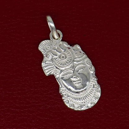 Solid sterling silver Lord Krishna Shreenathji tiny pendant, handmade Hindu jewelry, unisex design, tribal ornament craftsmanship.