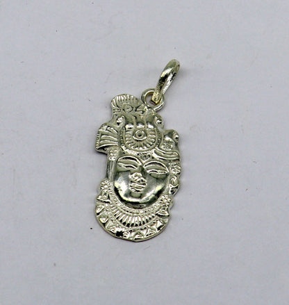Solid sterling silver Lord Krishna Shrinathji tiny pendant, handmade unisex Hindu jewelry by TRIBAL ORNAMENTS.