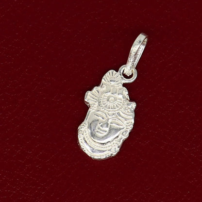 Solid sterling silver Lord Krishna Shreenathji tiny pendant, handmade unisex Hindu jewelry by Tribal Ornaments.