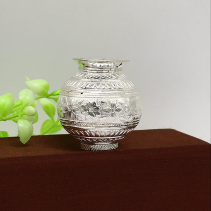 Solid sterling silver handmade plain small Kalash or pot, unique special silver puja article, water or milk shiva kalash pot india su348 - TRIBAL ORNAMENTS
