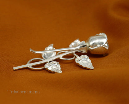 Solid sterling silver handmade rose flower design men's brooch for shirt or suit blazer suit amazing wedding party jewelry for men's b03 - TRIBAL ORNAMENTS