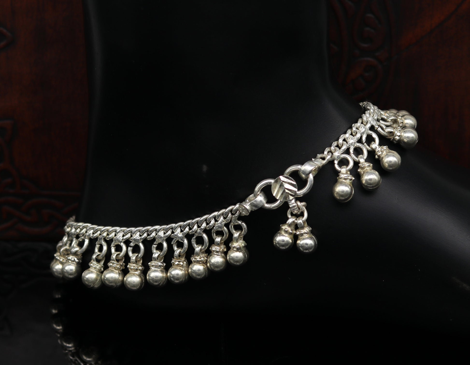 Solid sterling silver handmade vintage antique noisy single anklet ,amazing ethnic tribal ankle jewelry belly dance jewelry ank244 - TRIBAL ORNAMENTS