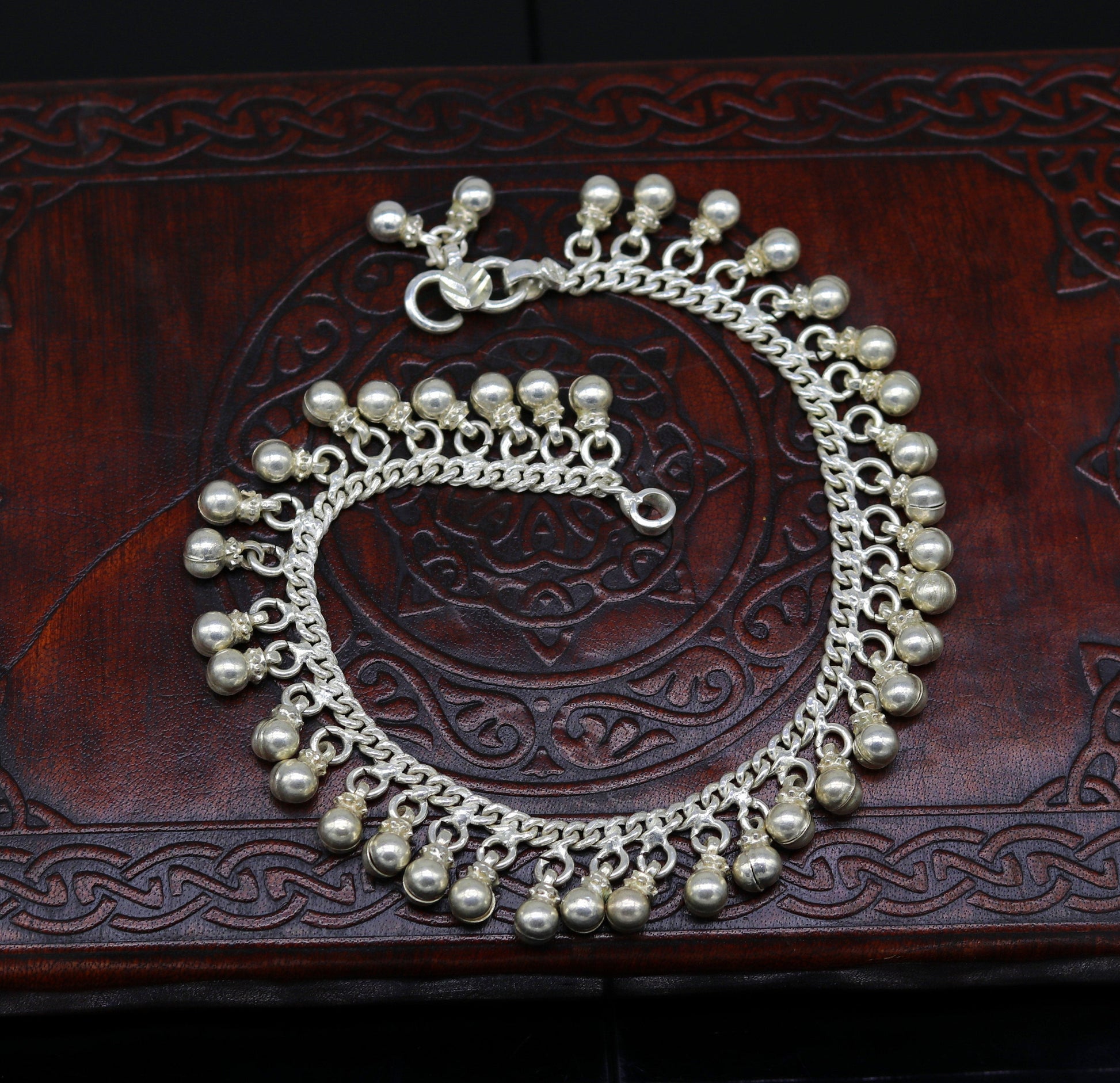 Solid sterling silver handmade vintage antique noisy single anklet ,amazing ethnic tribal ankle jewelry belly dance jewelry ank244 - TRIBAL ORNAMENTS