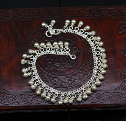 Solid sterling silver handmade vintage antique noisy single anklet ,amazing ethnic tribal ankle jewelry belly dance jewelry ank244 - TRIBAL ORNAMENTS