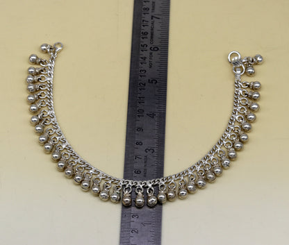 Solid sterling silver handmade vintage antique noisy single anklet ,amazing ethnic tribal ankle jewelry belly dance jewelry ank244 - TRIBAL ORNAMENTS