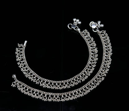 Solid sterling silver handmade vintage antique old used anklets ,amazing ethnic tribal ankle jewelry belly dance jewelry anko45 - TRIBAL ORNAMENTS