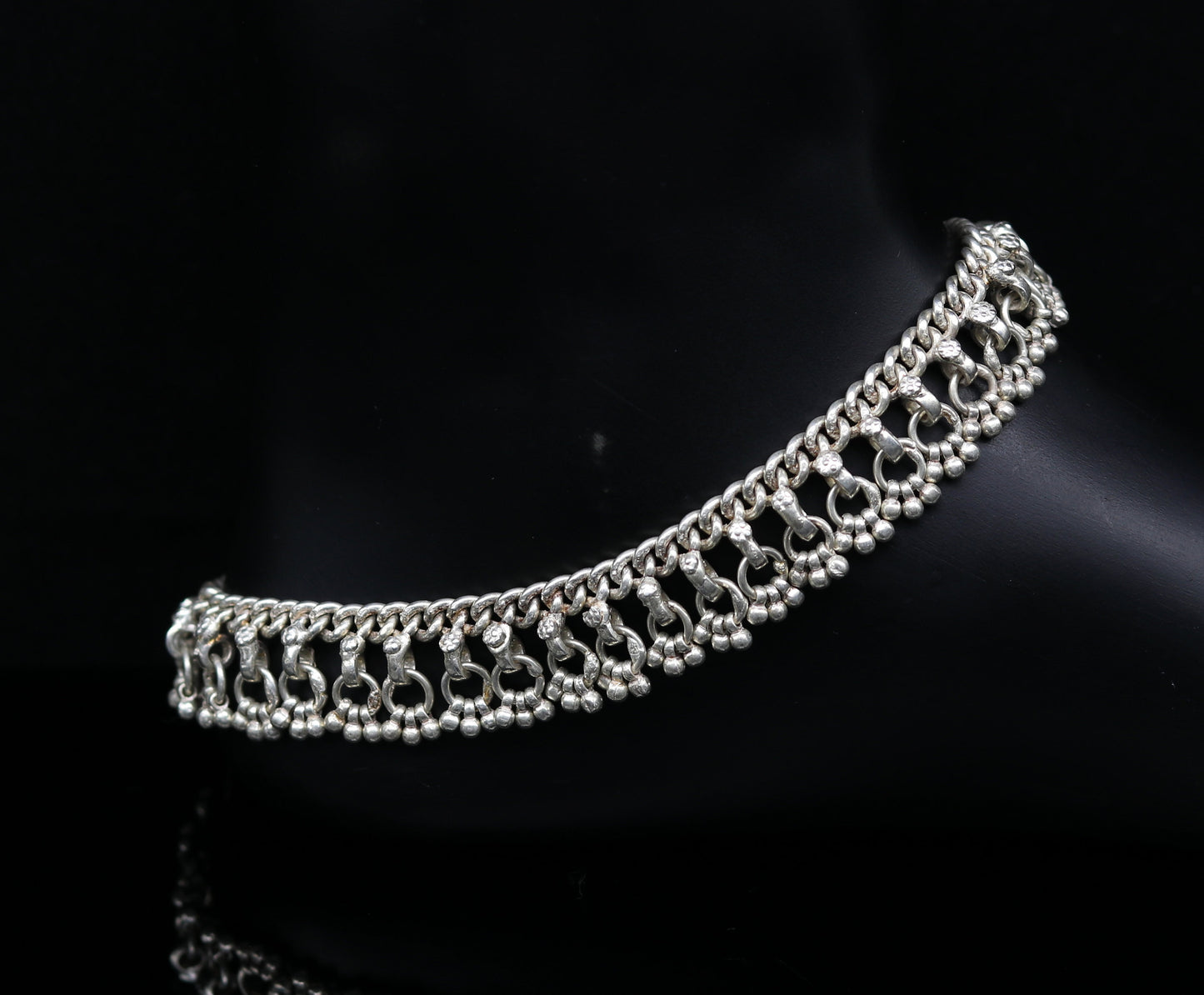 Solid sterling silver handmade vintage antique old used anklets ,amazing ethnic tribal ankle jewelry belly dance jewelry anko45 - TRIBAL ORNAMENTS