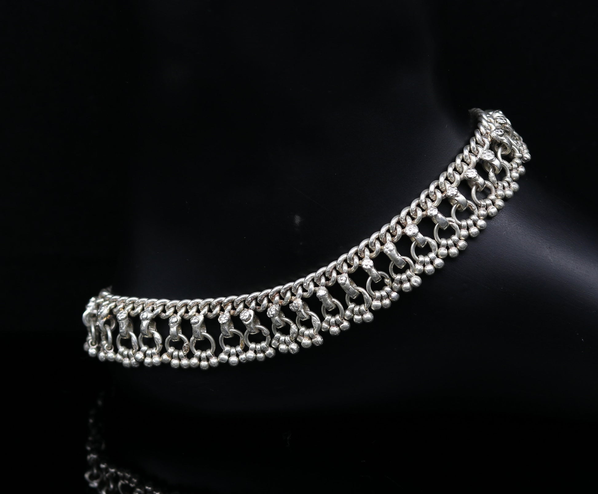 Solid sterling silver handmade vintage antique old used anklets ,amazing ethnic tribal ankle jewelry belly dance jewelry anko45 - TRIBAL ORNAMENTS