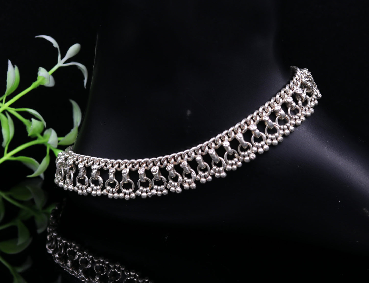 Solid sterling silver handmade vintage antique old used anklets ,amazing ethnic tribal ankle jewelry belly dance jewelry anko45 - TRIBAL ORNAMENTS