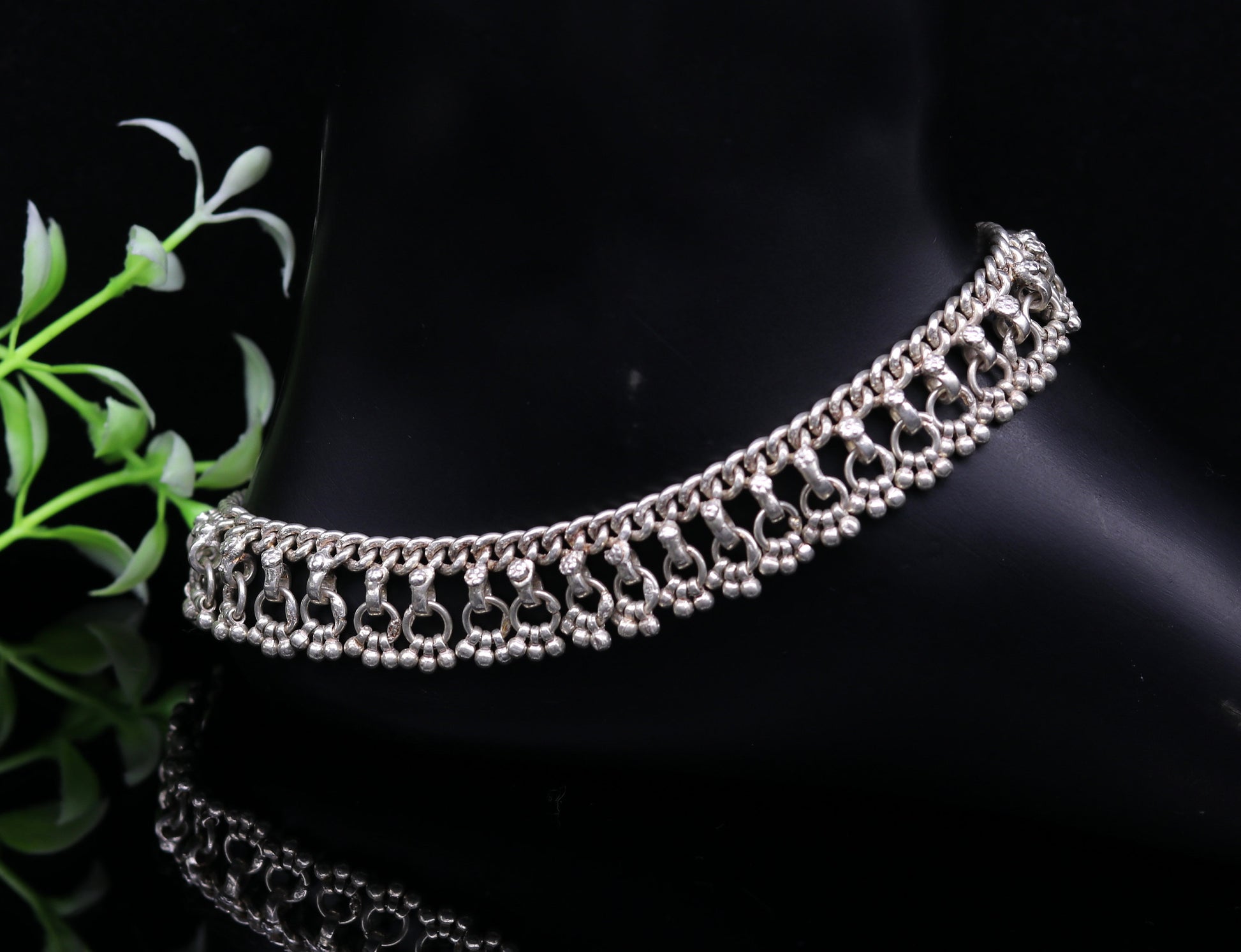 Solid sterling silver handmade vintage antique old used anklets ,amazing ethnic tribal ankle jewelry belly dance jewelry anko45 - TRIBAL ORNAMENTS