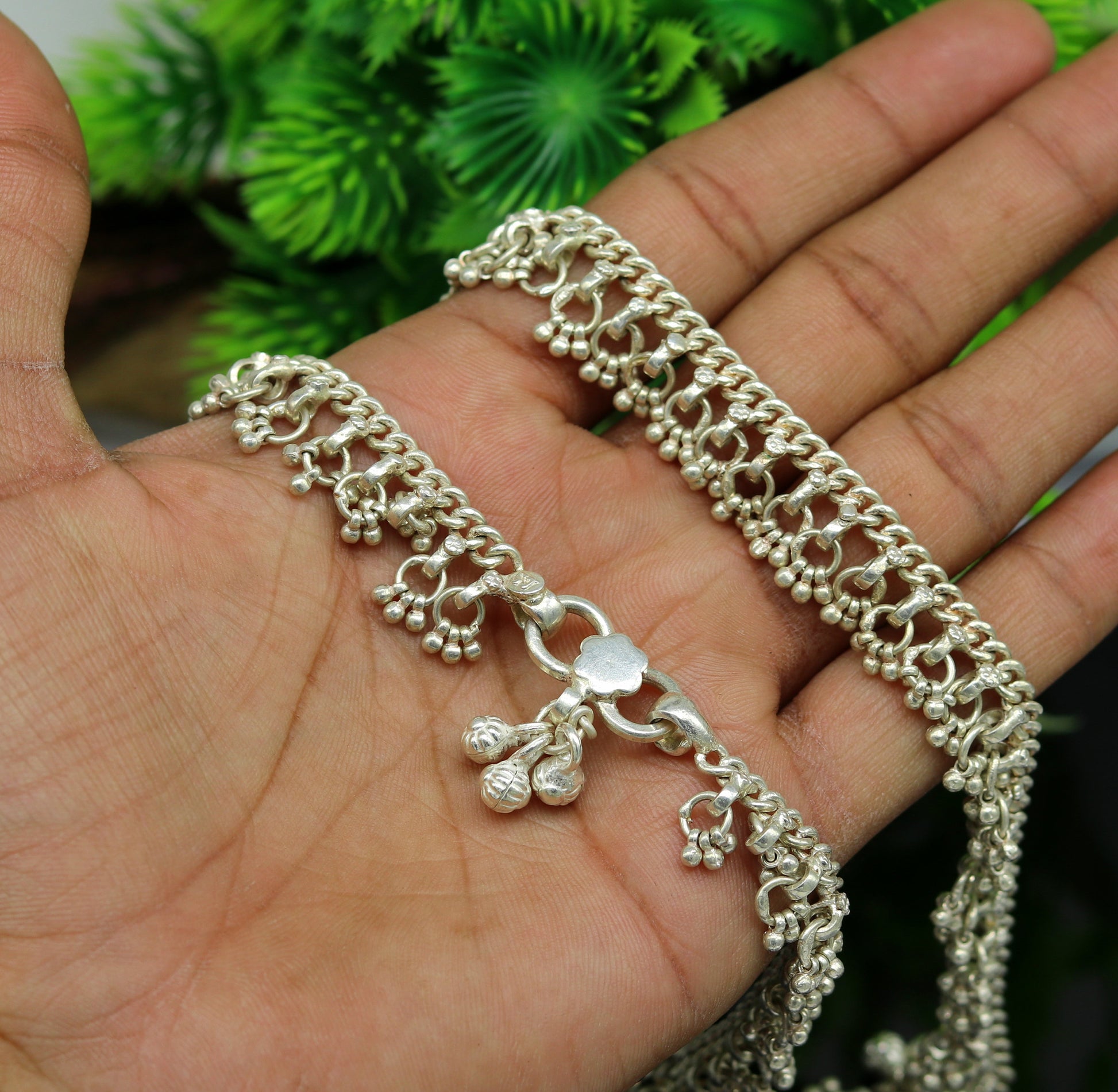 Solid sterling silver handmade vintage antique old used anklets ,amazing ethnic tribal ankle jewelry belly dance jewelry anko45 - TRIBAL ORNAMENTS