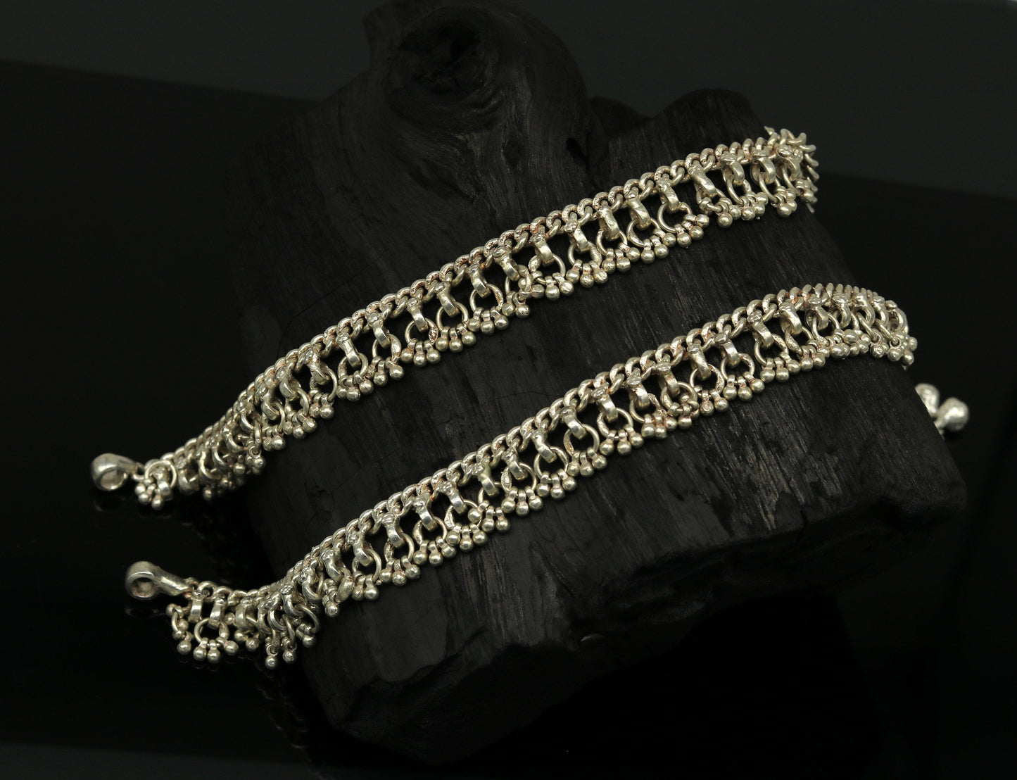 Solid sterling silver handmade vintage antique old used anklets ,amazing ethnic tribal ankle jewelry belly dance jewelry anko45 - TRIBAL ORNAMENTS