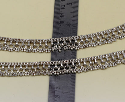 Solid sterling silver handmade vintage antique old used anklets ,amazing ethnic tribal ankle jewelry belly dance jewelry anko45 - TRIBAL ORNAMENTS
