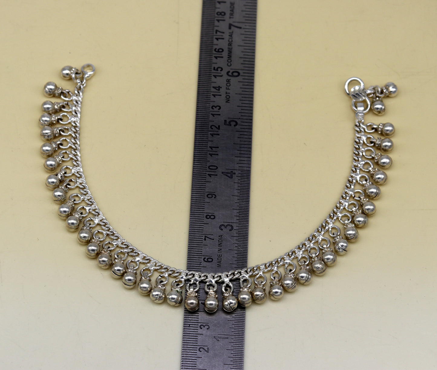 Solid sterling silver handmade vintage style heavy noisy bells single anklet ,amazing tribal ankle jewelry belly dance jewelry nank271 - TRIBAL ORNAMENTS