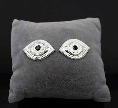 Solid sterling silver Netra eyes for Lord Jagannath and Laddu Gopala idols, detailed white clean divine god eyes by TRIBAL ORNAMENTS.