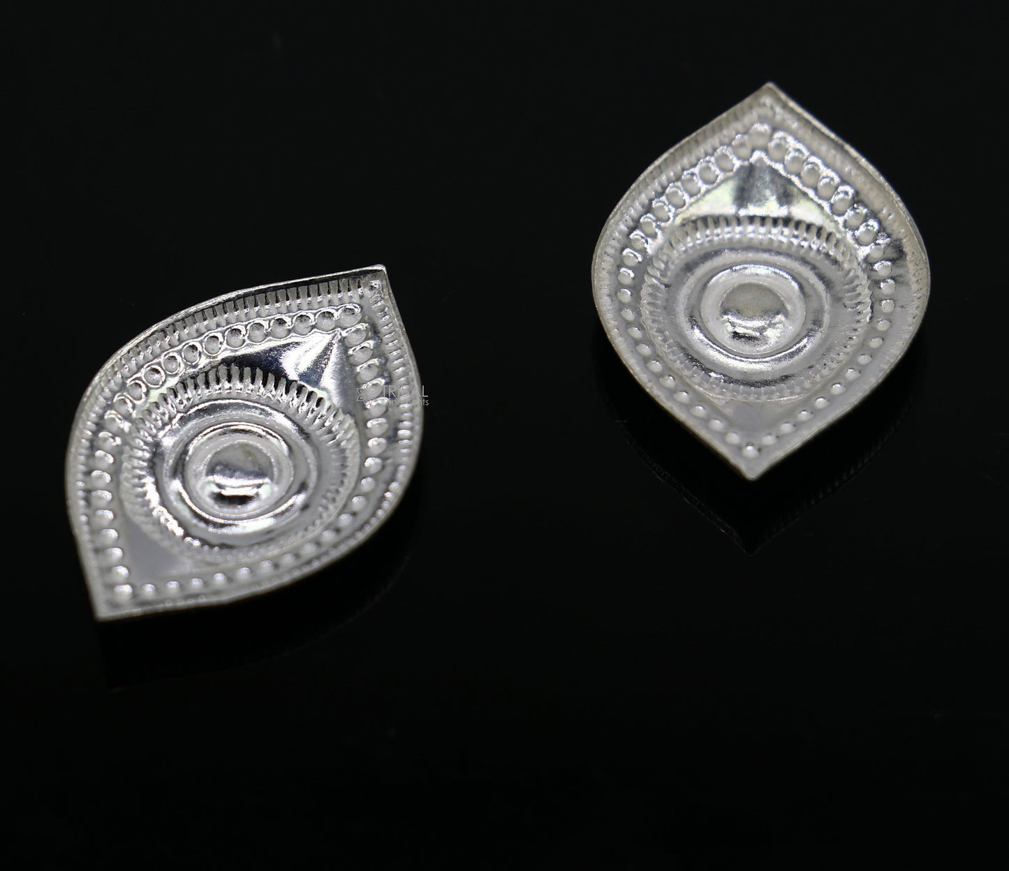 Solid sterling silver Netra eyes for Lord Jagannath and Laddu Gopala idols, detailed white clean craftsmanship by TRIBAL ORNAMENTS.