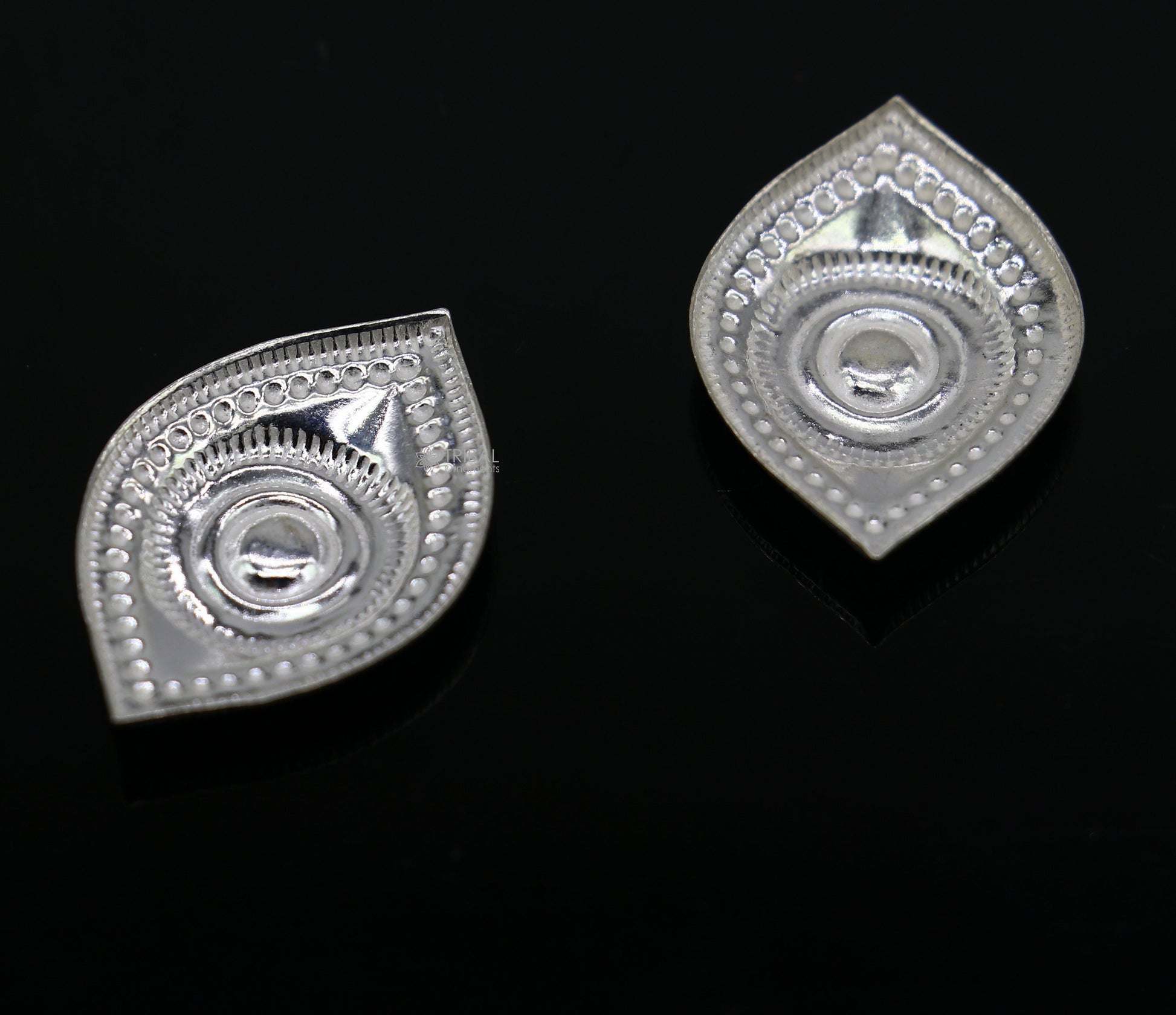 Solid sterling silver Netra eyes for Lord Jagannath and Laddu Gopala idols, detailed white clean craftsmanship by TRIBAL ORNAMENTS.