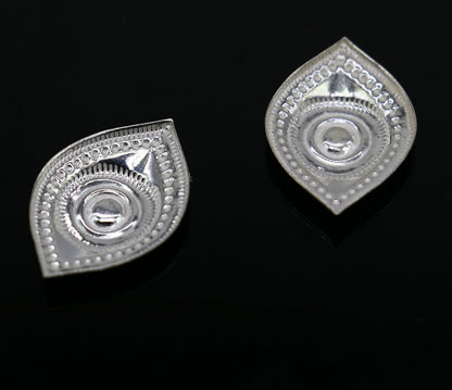 Solid sterling silver Netra eyes for Lord Jagannath and Laddu Gopala idols, detailed white clean craftsmanship by TRIBAL ORNAMENTS.