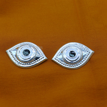 Solid sterling silver Netra eyes for Lord Jagannath and Laddu Gopala idols, detailed white clean idol eyes by Tribal Ornaments.