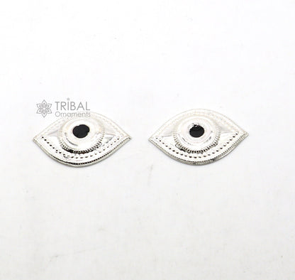 Solid sterling silver Netra eyes for Lord Jagannath and Laddu Gopala idols, crafted by TRIBAL ORNAMENTS.