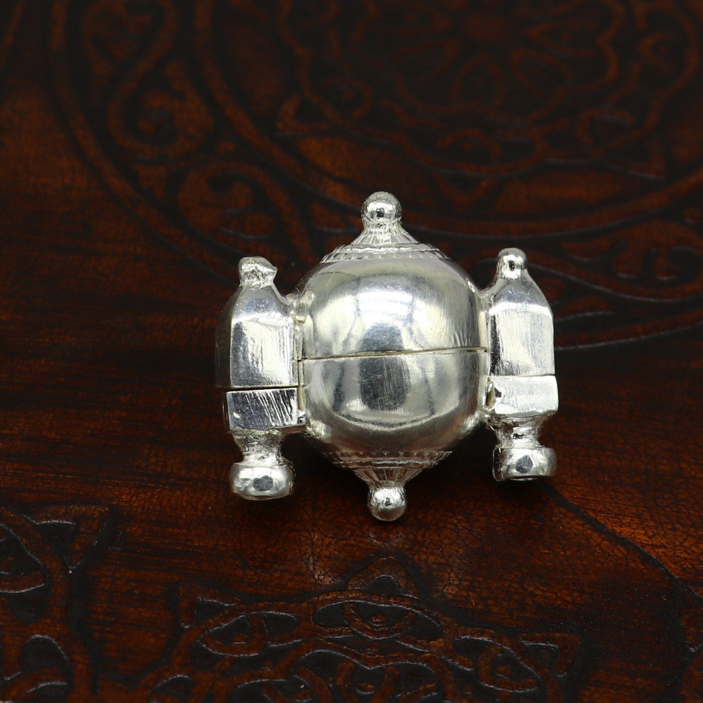 Sterling silver customized designer lord Shiva lingam box, unique rare stylish fancy box pendant, casket box south india jewelry nsp419 - TRIBAL ORNAMENTS