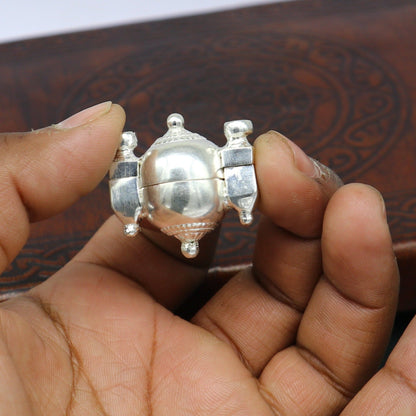 Sterling silver Lord Shiva Lingam box pendant from TRIBAL ORNAMENTS, detailed casket-style jewelry with intricate design.