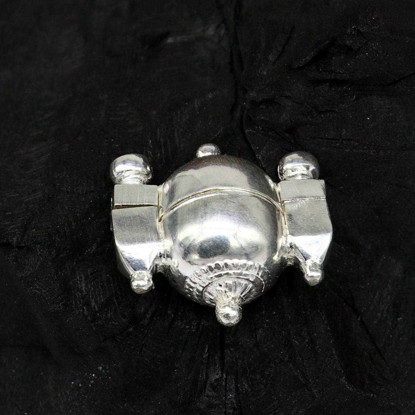 Sterling silver customized designer lord Shiva lingam box, unique rare stylish fancy box pendant, casket box south india jewelry nsp419 - TRIBAL ORNAMENTS