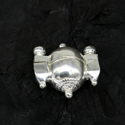 Sterling silver Lord Shiva Lingam box pendant, detailed designer casket jewelry from Tribal Ornaments, South Indian style.