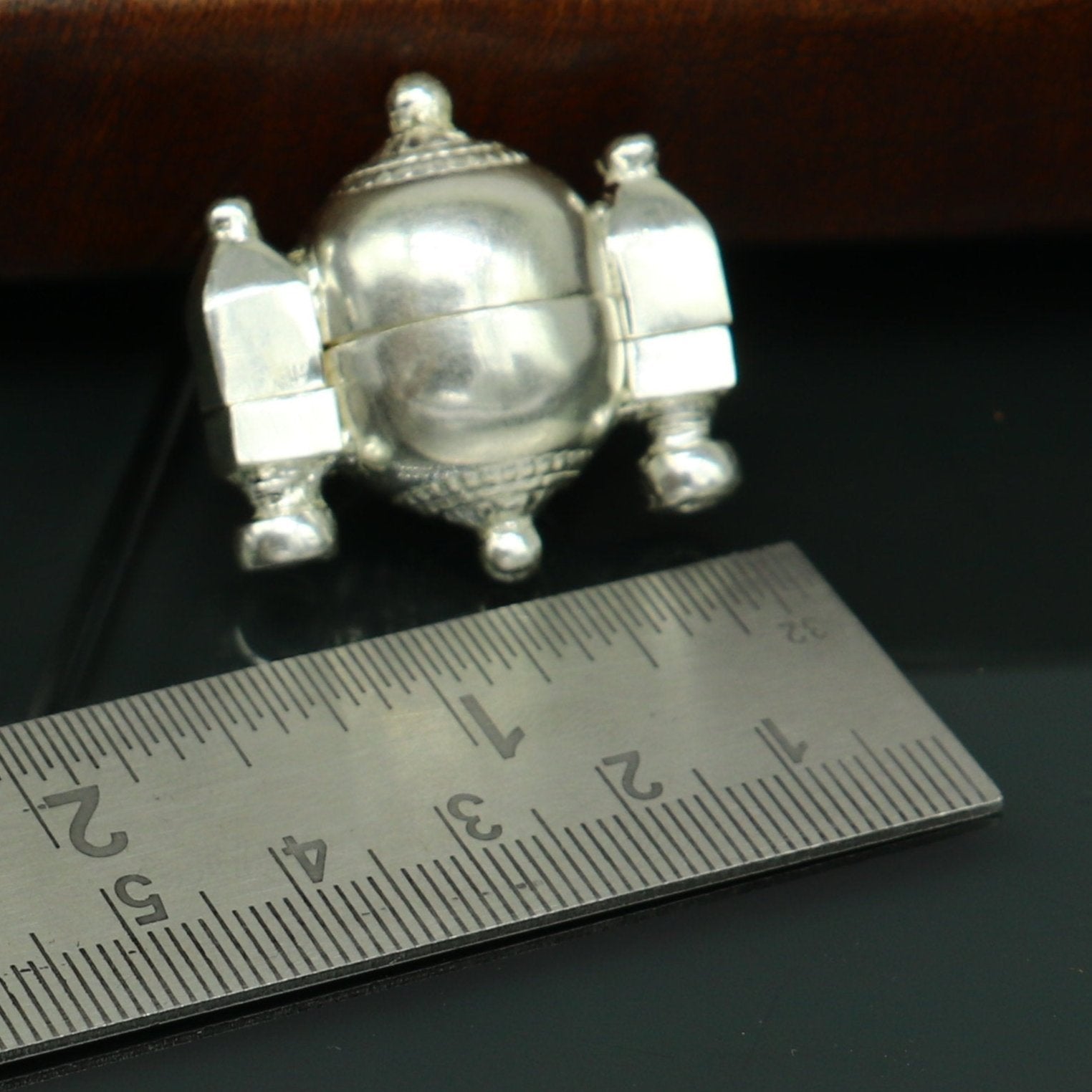 Sterling silver customized designer lord Shiva lingam box, unique rare stylish fancy box pendant, casket box south india jewelry nsp419 - TRIBAL ORNAMENTS